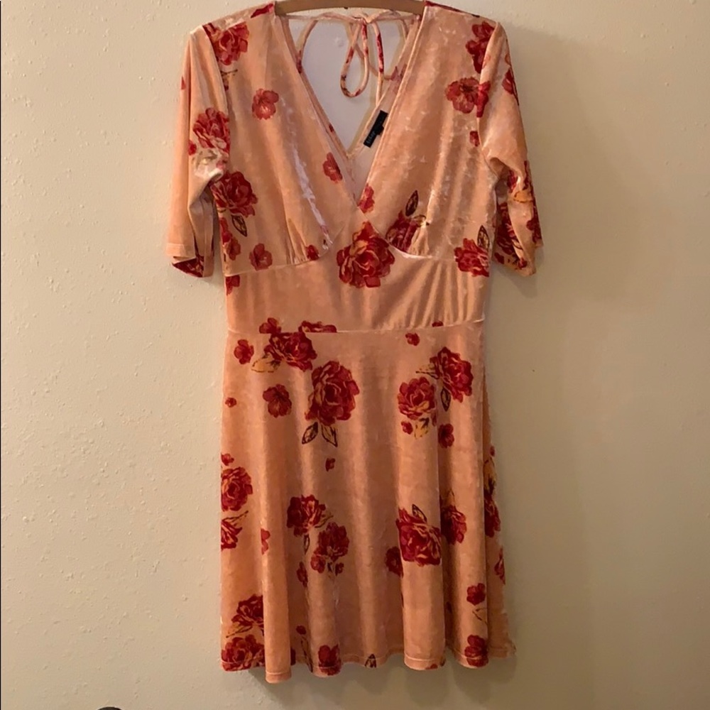 Crushed Velvet v neck dress